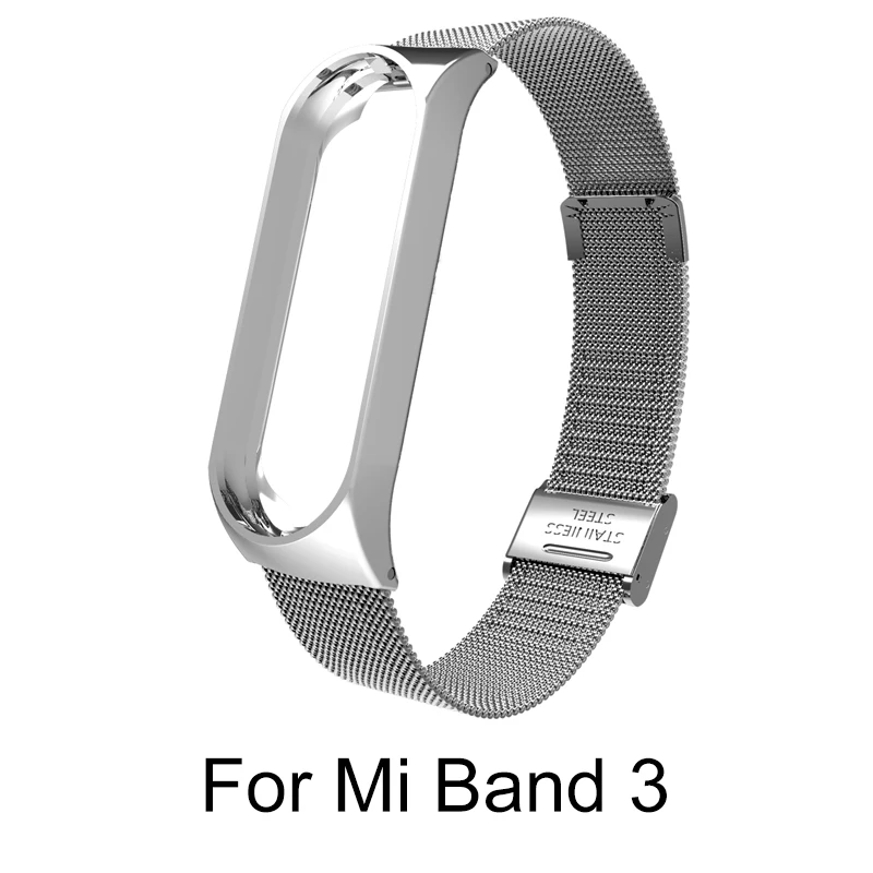 Mi 3 Silver Buckle Для Xiaomi mi band 4 металлический ремешок из нержавеющей стали для mi Band 4 ремешок с пряжкой для Xiaomi mi Band 3 аксессуары браслет - Цвет: Mi 3 Silver Buckle