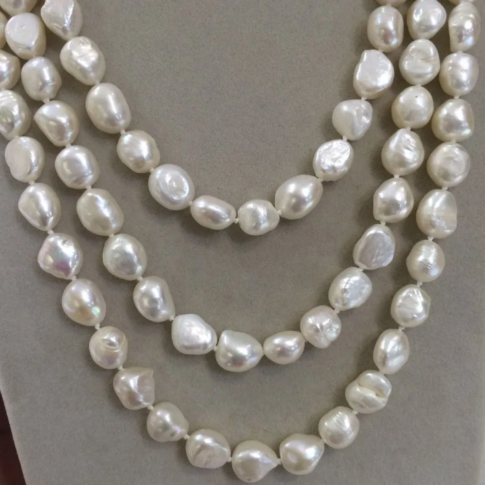 Ожерелье длинное из пресноводного жемчуга колье в стиле барокко белый розовый