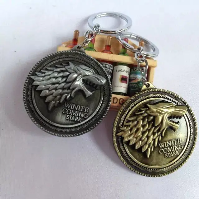 Игра престолов Старк семейный брелок для ключей со значком щит круглая монета
