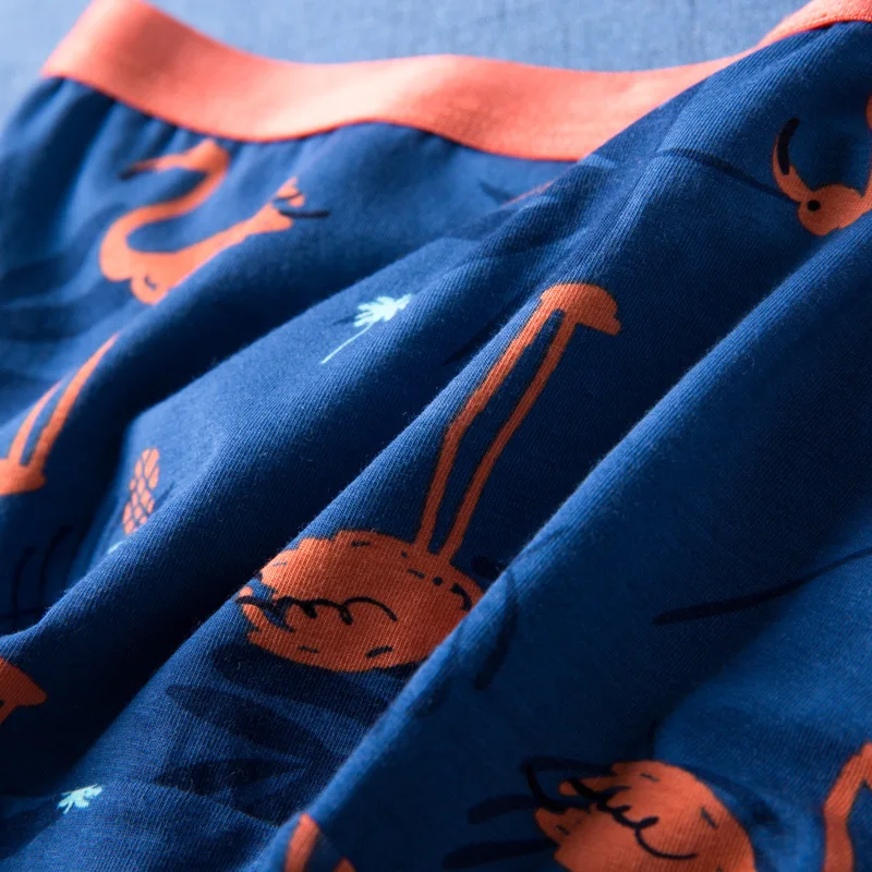 Хлопковое осеннее и зимнее новое нижнее белье с принтом фламинго мужское