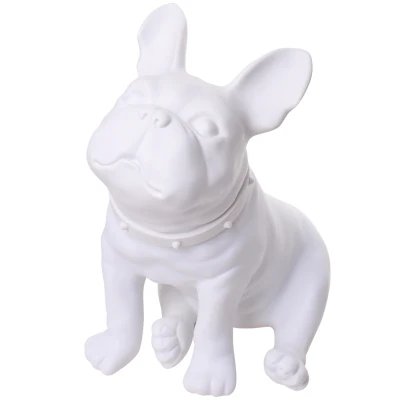 

White Plastic French Bulldog Dog Mannequin With Revolved Head For Display