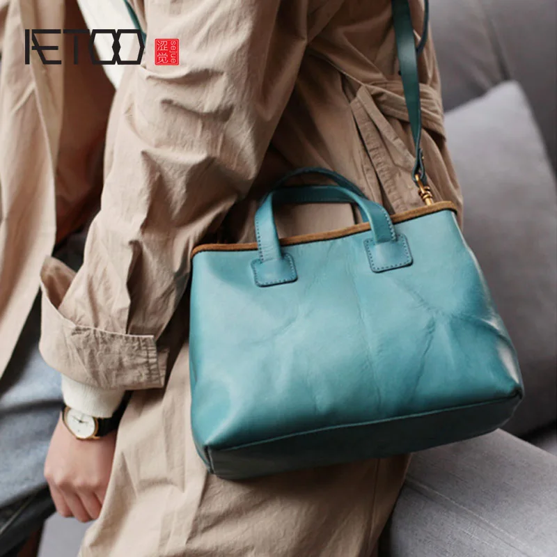 AETOO сумка через плечо Подростковая Ретро простая маленькая женская из воловьей