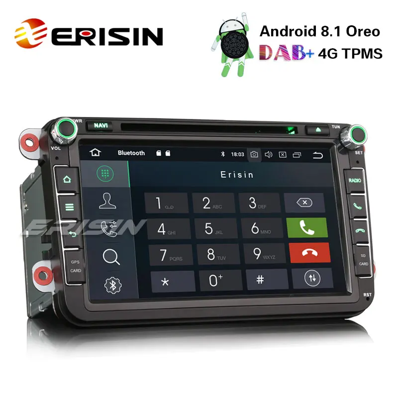 Erisin ES3645V 8 &quotDAB + Android 1 автомобильный стерео gps 4G для VW Golf Passat Tiguan Polo Jetta Sat Nav SWC |