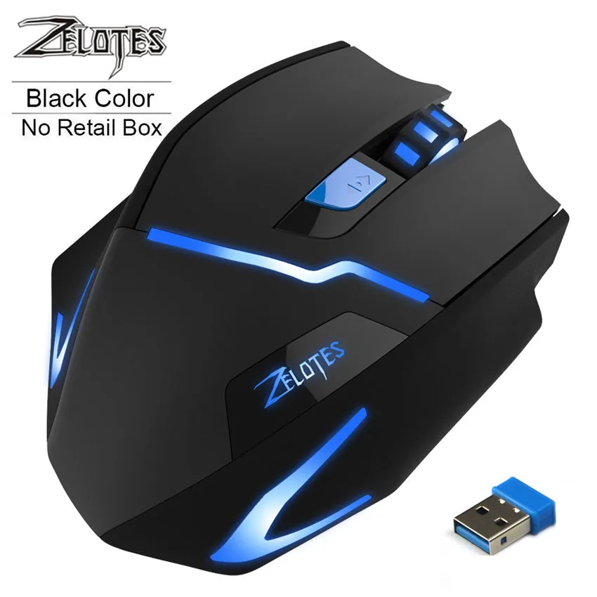 ZELOTES F16, беспроводная мышь, игровые мыши, 2,4 ГГц, оптические, 2400 dpi, офисные игровые мыши с usb-приемником для компьютера, ПК, ноутбука - Цвет: Black No Retail Box