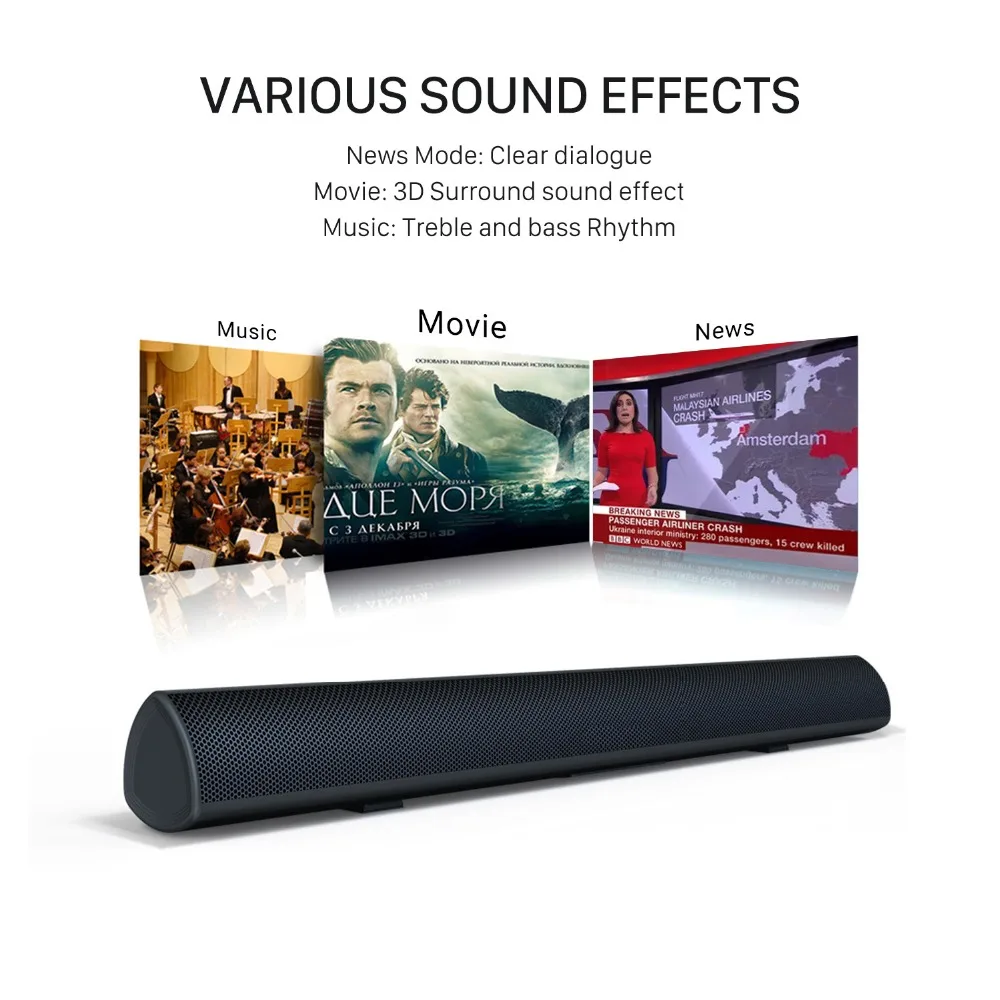 80w tv soundbar bluetooth speaker home theater system 3d surround sound bar subwoofer audio remote control wall mountable free global shipping