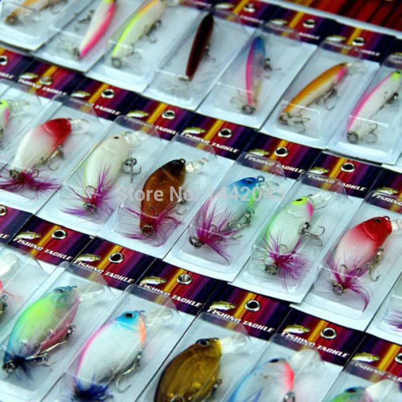 

Free Shipping 30pcs multi-color 3d eyes minnow vib sea fishing lure swim bait crankbaits hook kit for sale