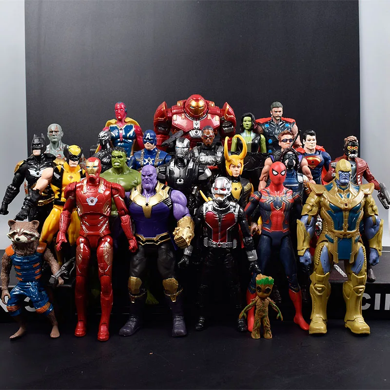 Avengers 3 Infinity War Thanos Iron Spider Figure Spiderman Hulk Black Panther Iron Man Action Figure Toys For Children 16-18CM