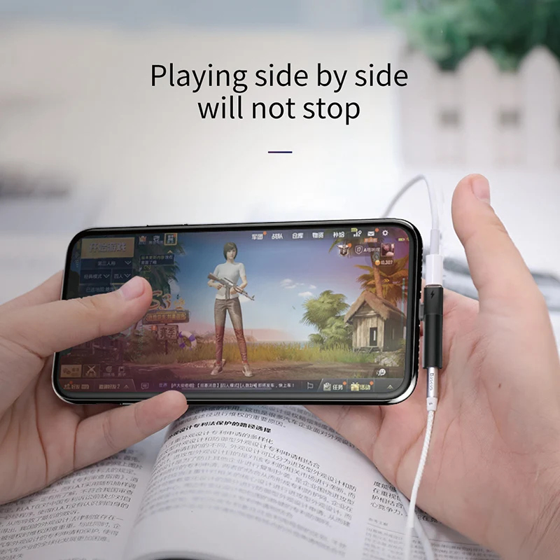 Baseus для зарядки + Музыка 2 в 1 Lightning до 3 5 мм Jack адаптер аудио кабель iPhone X XS Max XR