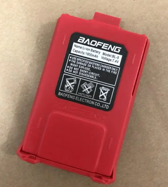 Red Baofeng walkie talkie аккумулятор BL-5 1800mAh литий-ионный Аккумулятор 7,4 v желтый цвет красный цвет синий цвет Аккумулятор для UV-5R 5 re DM-5R - Цвет: Red