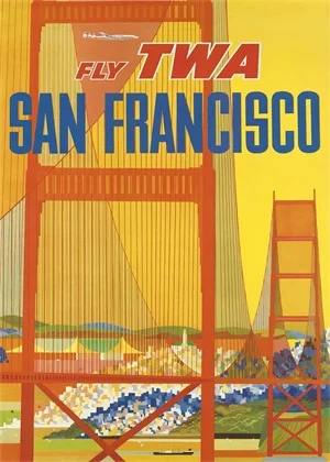 Карта Fly to San Francisco Golden Gate Bridge классический винтажный Ретро Крафт холст постер