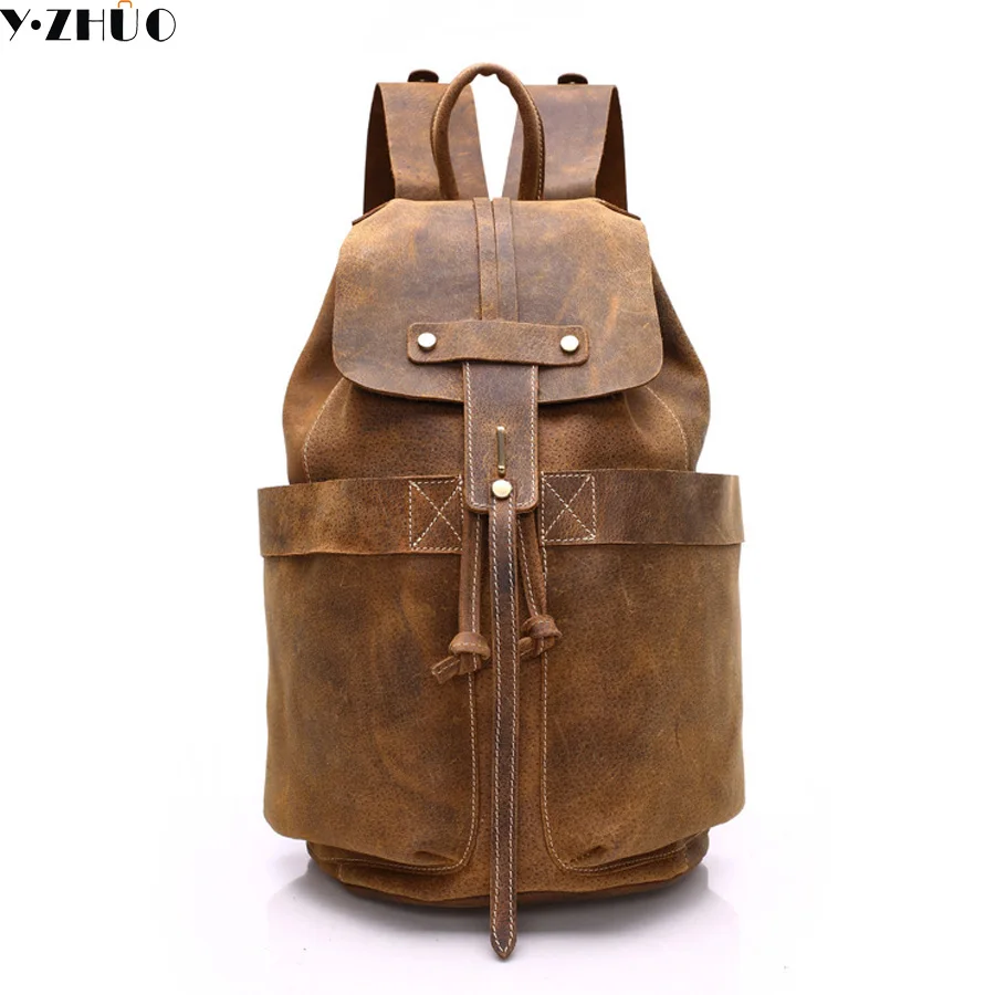 Коровья кожа мужской рюкзак 100% натуральная мужская сумка высокого качества