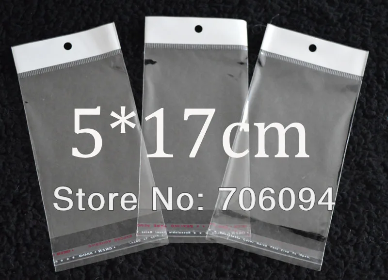 

FreeShipping 5*17cm,1000pcs/lot Clear Self Adhesive Seal Poly Opp Plastic Bag With Header ,Hole Jewelry Earring GIFT Packing bag