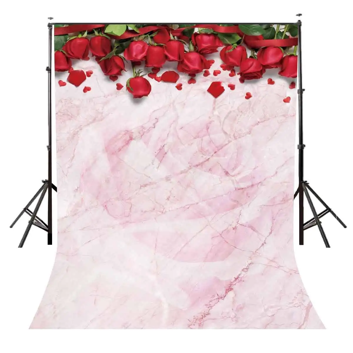 

5x7ft Romantic Red Rose Backdrop Millennial Pink Photography Background Wedding Party Photo Video Studio Props