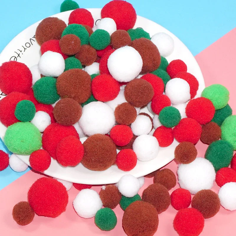 Mix red green 100 шт. Красочные градиент ручной помпоном для Домашнего Цветоводства детская комната ручной зажим для волос материал DIY Craft поставки - Цвет: Mix red green