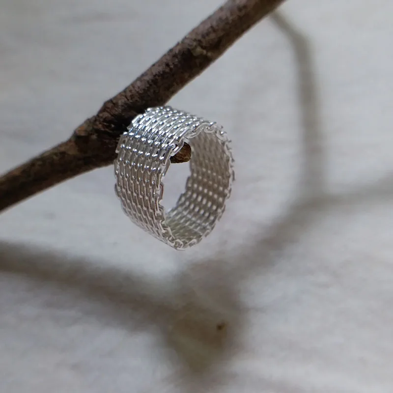 

Fashion vintage silver plated Ring for women New retro simple net Rings for male female engagment gift