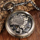 Винтажные уникальные механические карманные часы с бронзовой лошадью, мужские карманные часы с цепочкой-брелоком и крыльями Пегаса, карманные часы в стиле стимпанк