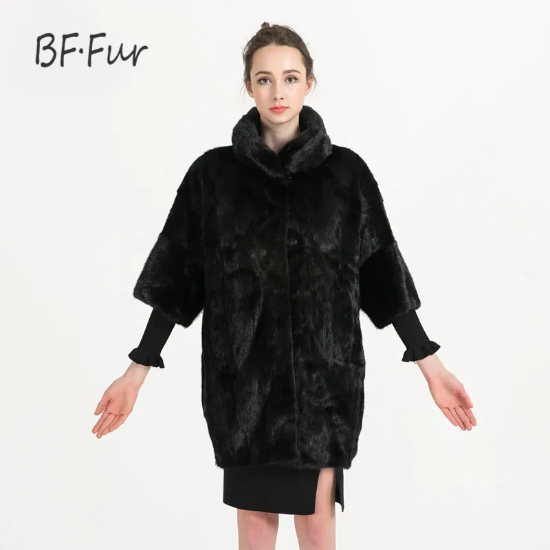 BFFUR новинка Полный Пелт 2017 натуральный мех норки пальто для женщин натуральная
