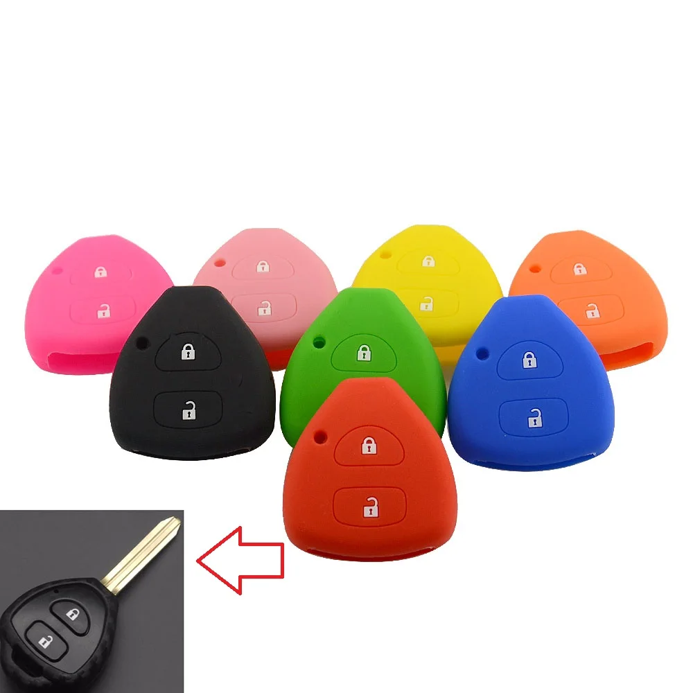 Цветной силиконовый мягкий резиновый 2-кнопочный автомобильный брелок для