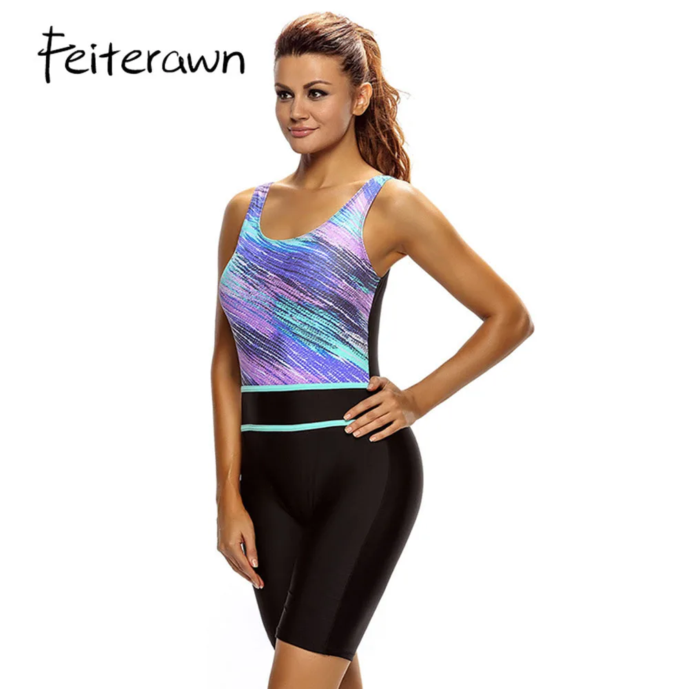 Feiterawn 2018 Women Bathing Suit Rosy Print Pattern Grey Conserved One Piece Swimsuit Plus Size Swimwear DL410055 | Спорт и