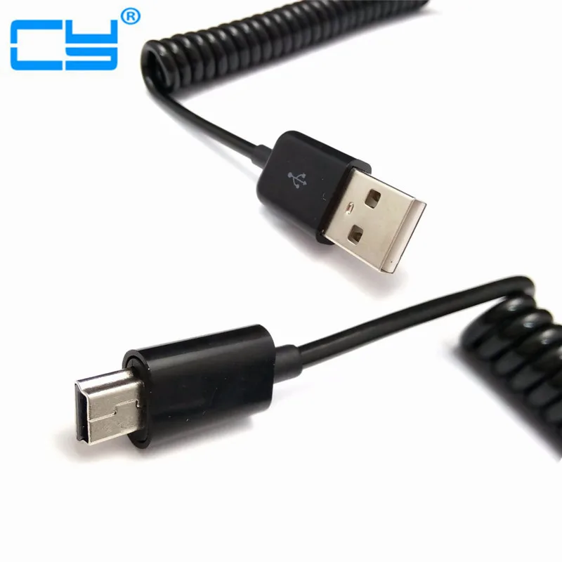 USB 2 0 к Мини кабели мини Спиральный Кабель-адаптер для зарядки данных 50 см/0 5 м 200