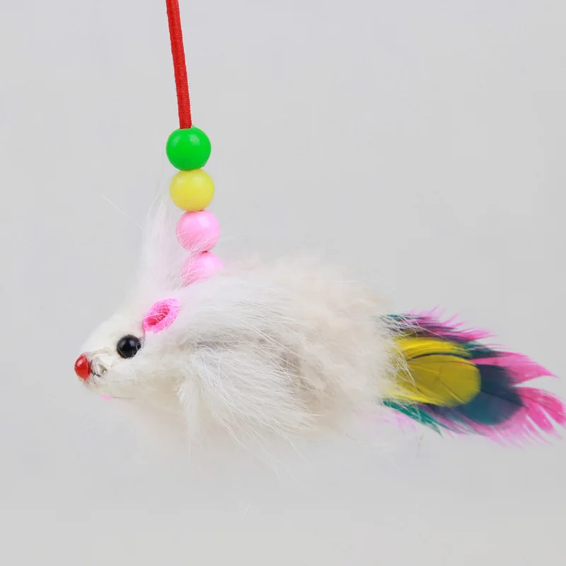 10 шт./лот забавные игрушки для кошек рыболовные удочки с мышью и перьями