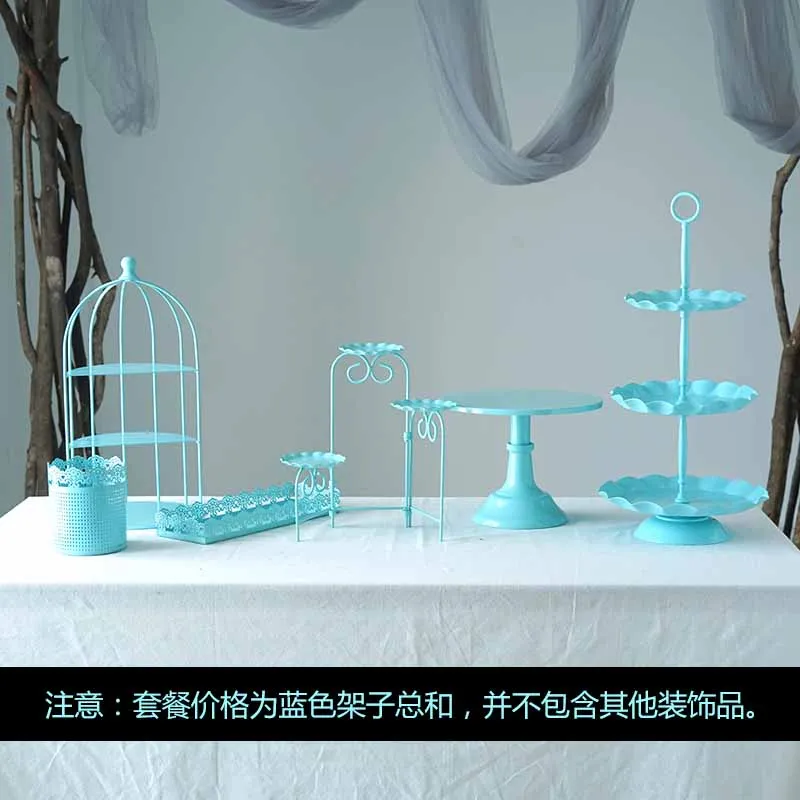 blue 6pcs 7 шт. синие подставки для пирога набор на день рождения мальчика держатель для кексов поднос Свадебный десертный стол pops вечерние поставщик - Цвет: blue 6pcs