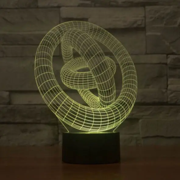 3D LED Иллюзия света три раза современный ночной 7 цветов Изменение настольная