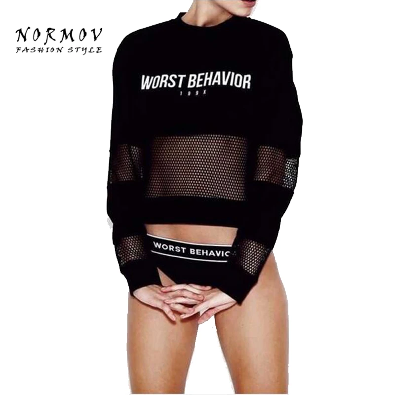 S-XL Сетки Сращивания Сексуальные Женщины С Длинными Рукавами Футболки Мода лето