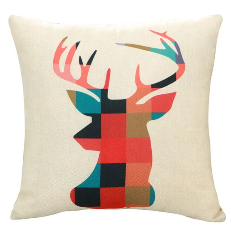 

Colorful Diamond Antlers Pattern Cushion Cover Cotton Linen Pillow Case Nordic Style Decorations For Home Cojines