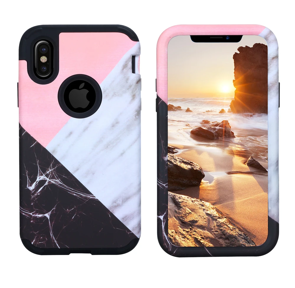 For iphone X Marble case Silicone Slim Fit Shock Absorption Drop Protect Defender Cover 8 8plus full protect |