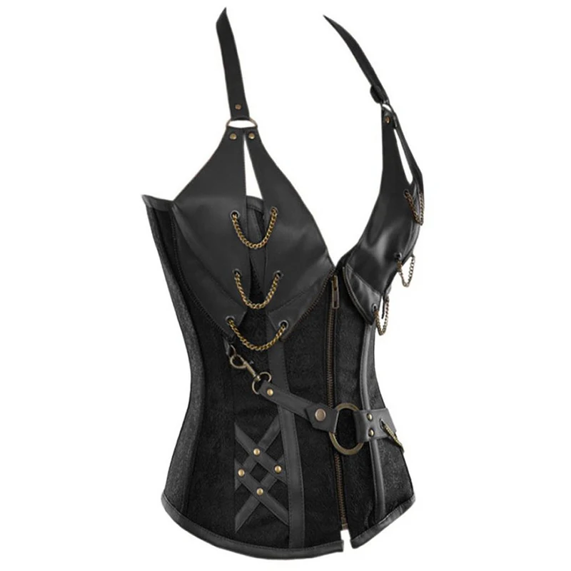 Корсет женский из искусственной кожи на молнии батальных размеров 6XL|corset vest|corset
