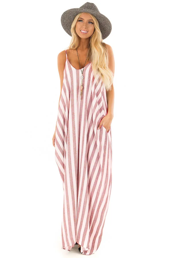 

Summer Bohemia Beach Dress V-Neck Striped Fringe Halter Top Dress