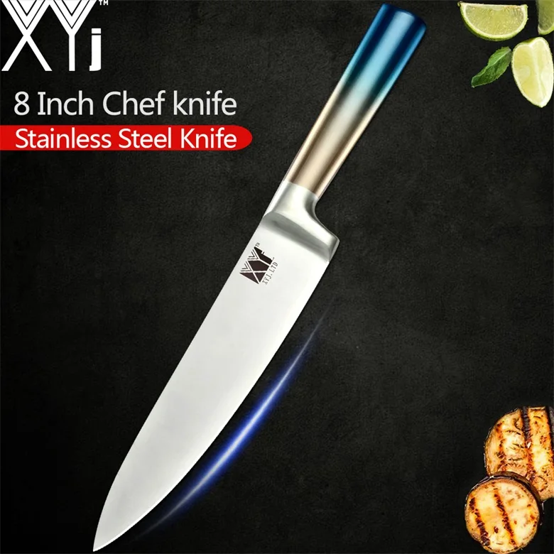 C.8 inch Chef Knife XYj кухонные ножи для очистки овощей утилита Santoku шеф-повара для нарезки хлеба ножи из нержавеющей стали Новое поступление кухонные инструменты аксессуары - Цвет: C.8 inch Chef Knife