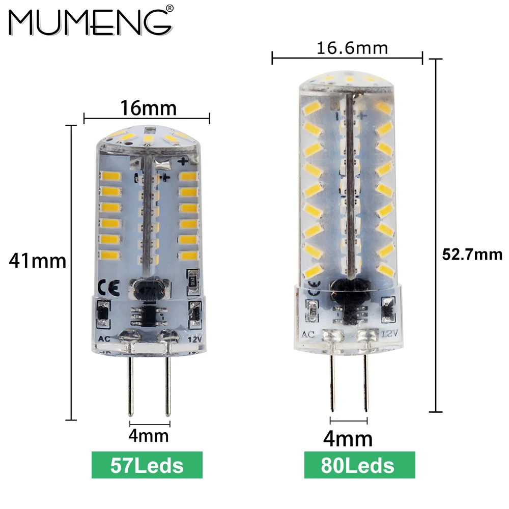 Mumeng G4 светодиодный лампочка 3 5 Вт 4 SMD3014 светильник AC/DC 12 В энергосберегающая