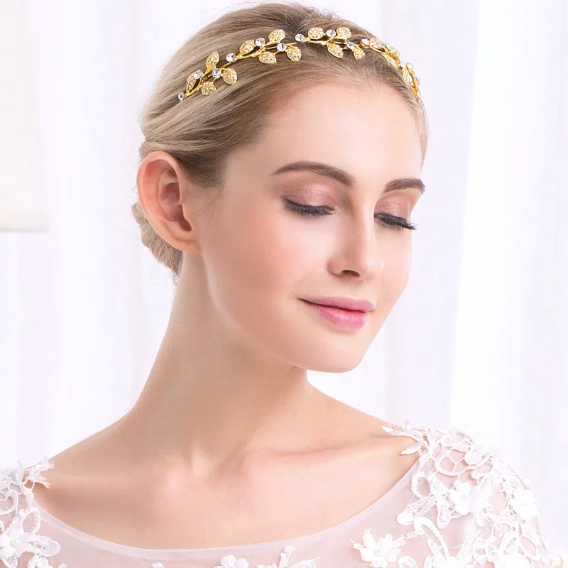 CC тиары повязки для волос и короны CZ в форме листа элегантные обручальные