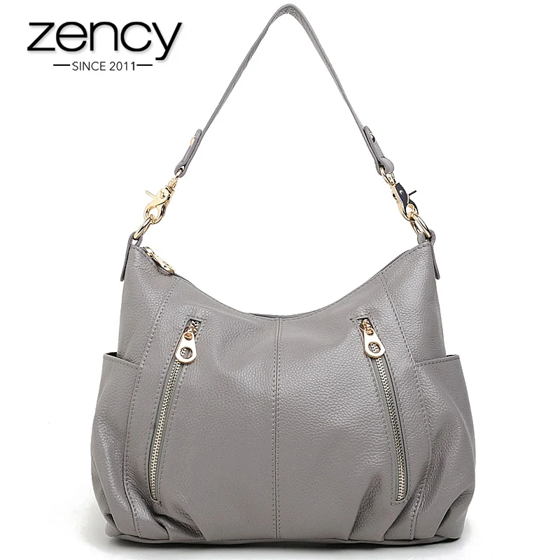 

Zency 100% Genuine Leather Handbag Fashion Women Shoulder Bag Casual Tote More Pockets Design Female Messenger Crossbody Purse