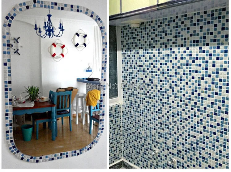 Китай полированный фарфор Темно-синие белый Керамика мозаика плитка кухня щитка