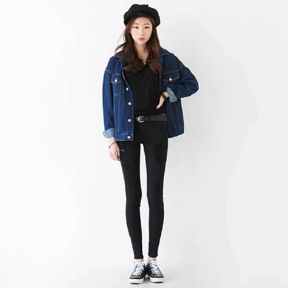 2017 модная женская джинсовая куртка дизайнерская повседневная короткая оверсайз