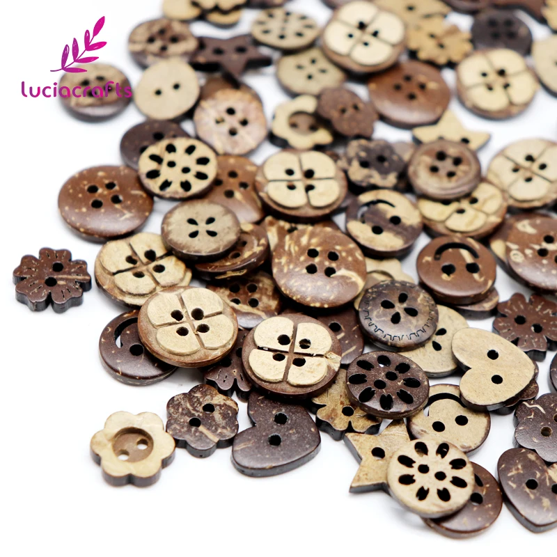 Lucia crafts 12 50 шт./лот 10 20 мм кокосовые деревянные кнопки Ассорти DIY Швейные