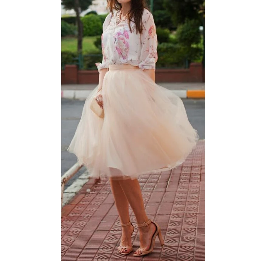 Пышные бальные юбки из тюля телесного и розового цвета 5 слоев с одной подкладкой