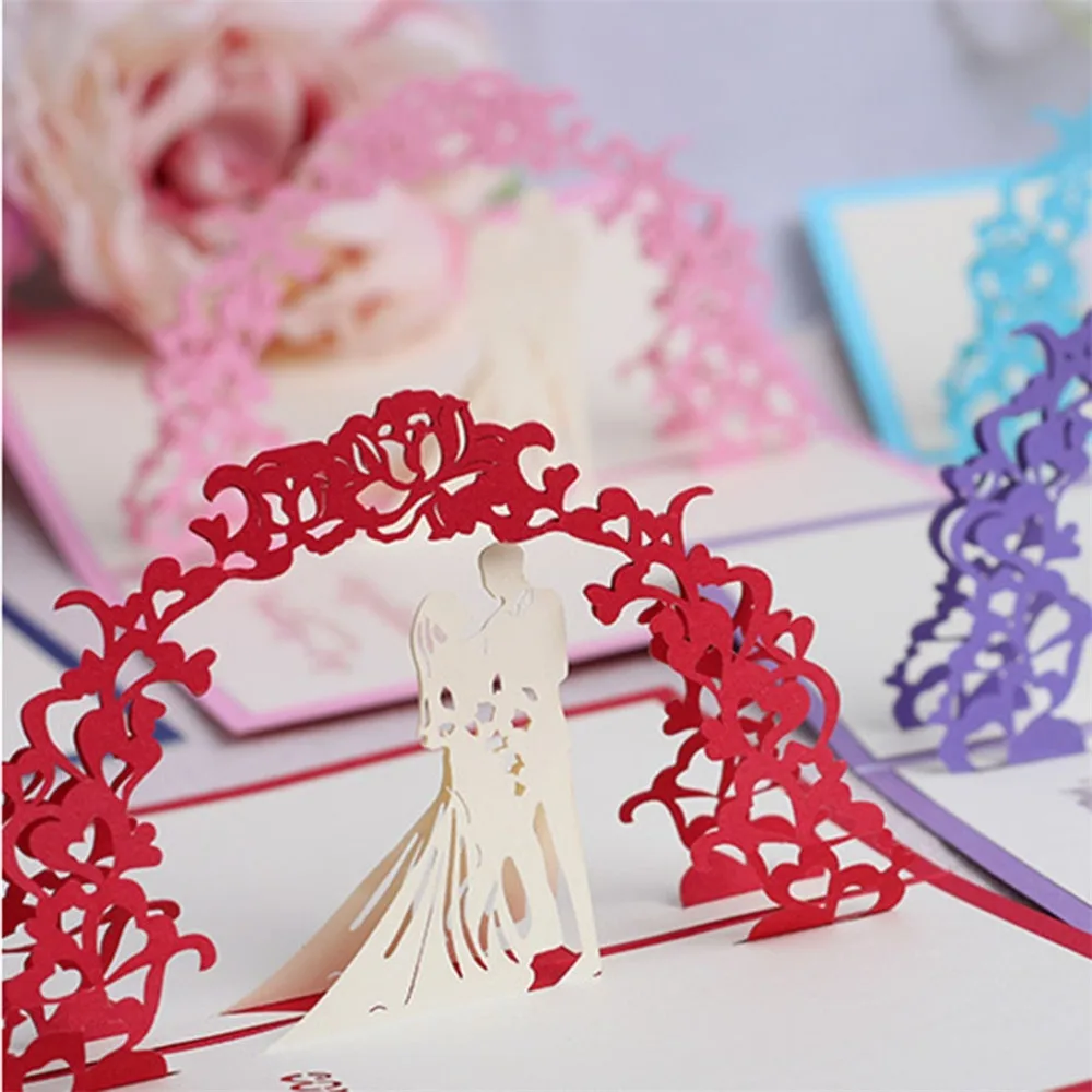 Новинка креативная красивая свадебная поздравительная карта Kirigami 3D выдвижная