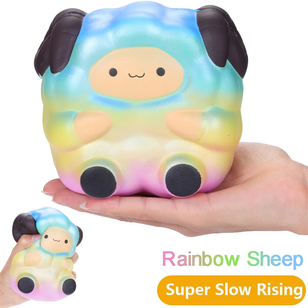 5,5 ''squishi Jumbo Радужная овца мягкий медленно поднимающийся крем Ароматические игрушка для снятия стресса мягкий медленно нарастающее при сжатии игрушки Z0402