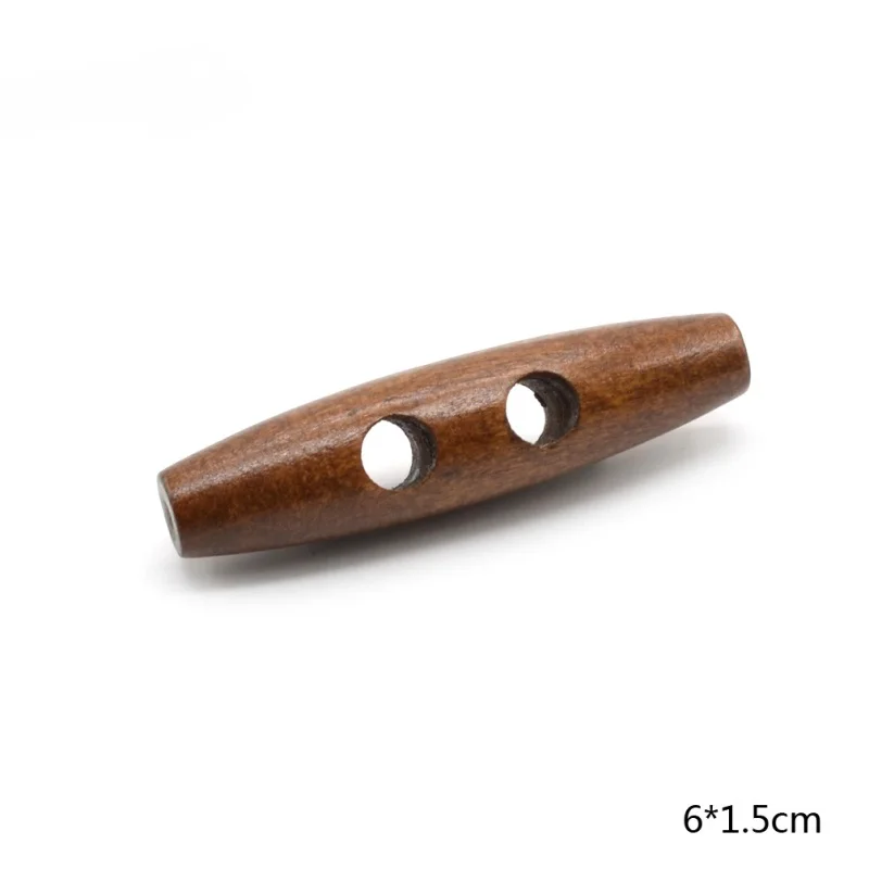 DIY 10 Pieces Brown Wooden Toggles Button Olive Shape Long Two Holes Buttons For Duffel Coat Wholesales | Дом и сад