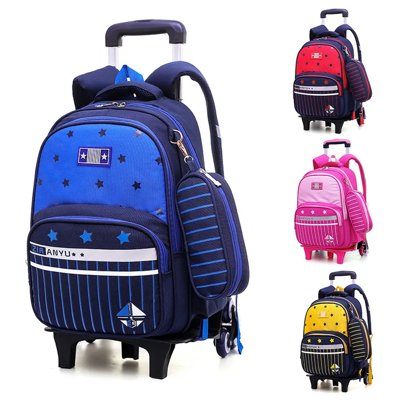 Съемный Дети Тележка школьные ранцы для мальчиков и девочек ортопедические