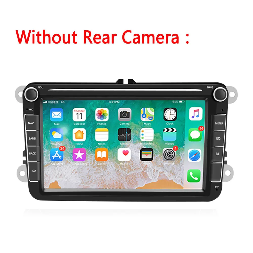Without Rear Camera Podofo Android 2 Din gps Автомагнитола 8 ''TFT емкость сенсорный экран 2din MP5 мультимедийный плеер gps FM радио приемник Bluetooth - Цвет: Without Rear Camera