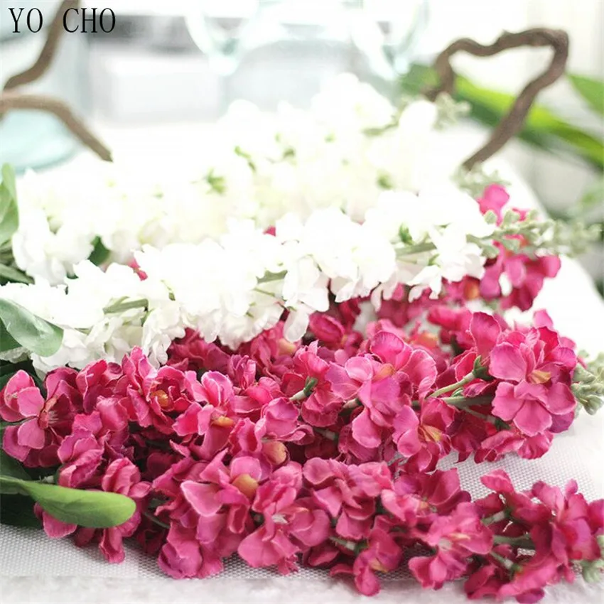 Йо Чо 3 браши Larkspur Hyacinth Snapdragon Искусственные цветы Свадебный подарок Шелковый Цветок День Рождения Вечеринка офис Декор