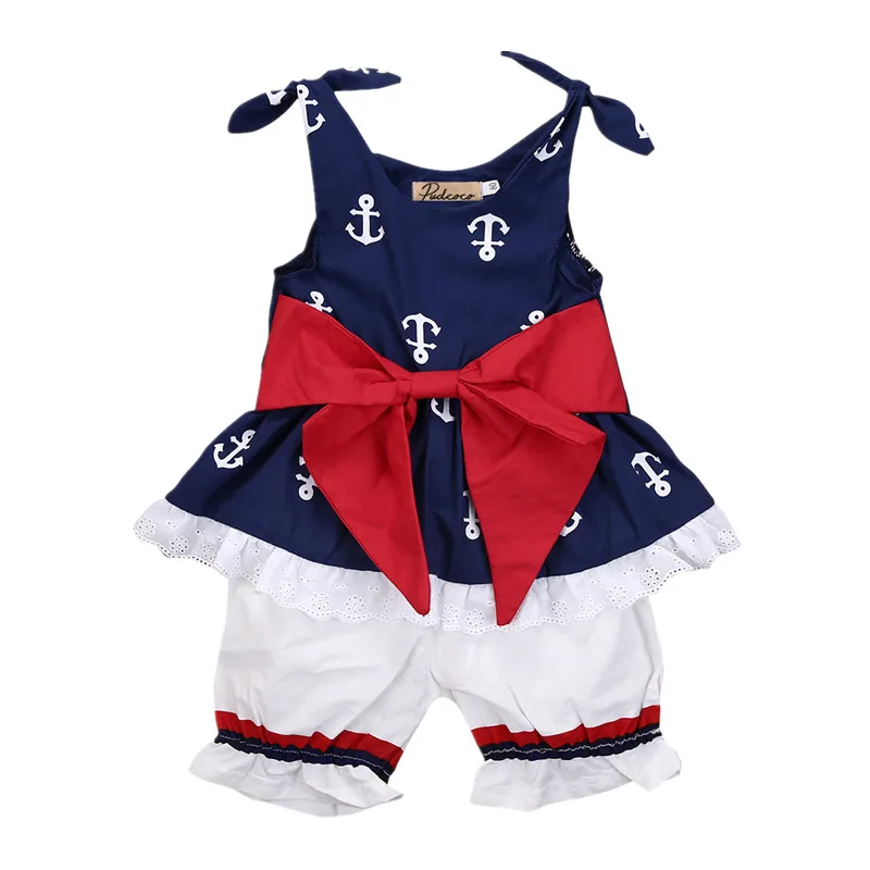 Комплект одежды для новорожденных топ с якорем жилет шорты штаны комплект из 2