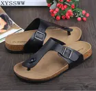 Лидер продаж; Модные мужские тапочки; Вьетнамки; Летние пляжные пробковые туфли; Шлепанцы без задника с открытыми пальцами; Мужские туфли на плоской подошве; Сандалии; Большие размеры 35-46