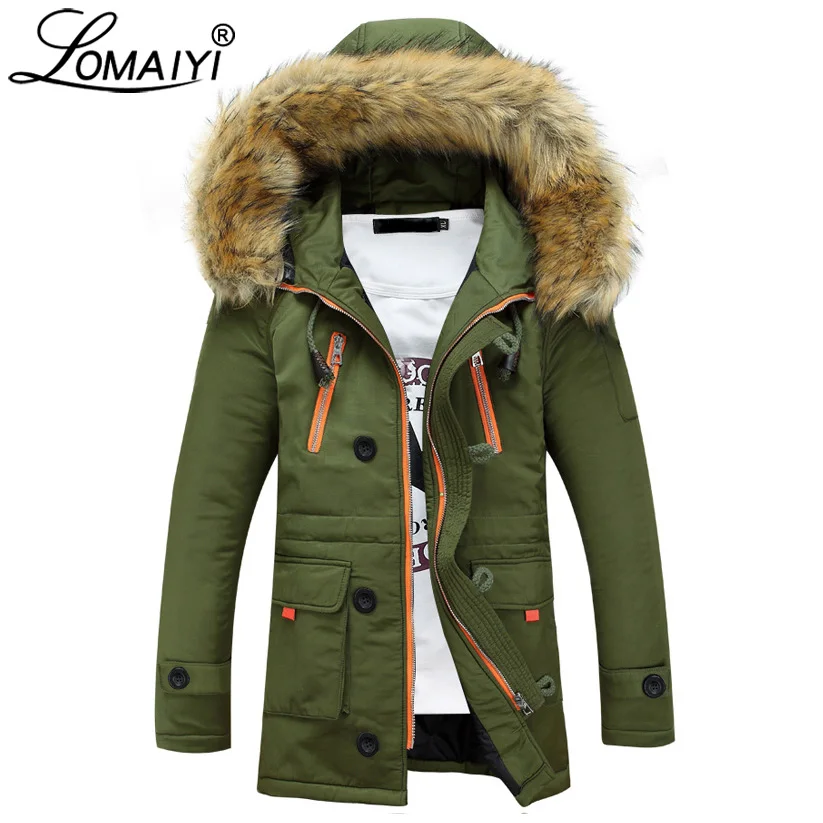 LOMAIYI зимняя куртка для влюбленных мужская длинная парка с меховым капюшоном