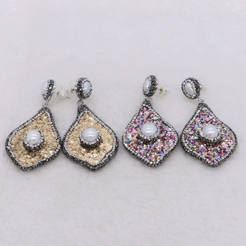 Fashion Bling bling petal shape earrings pay rhinestone&amp pearls jewelry Wholesale gift for lady 1500 | Украшения и аксессуары